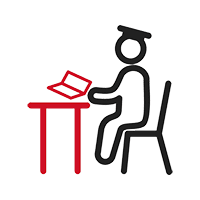 student at a desk graphic
